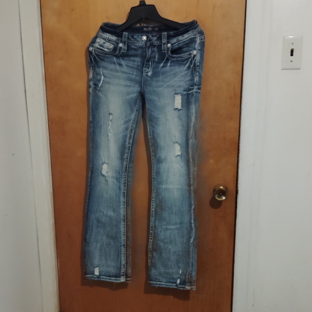 Miss Me Blue Distressed Boot Cut Jeans
